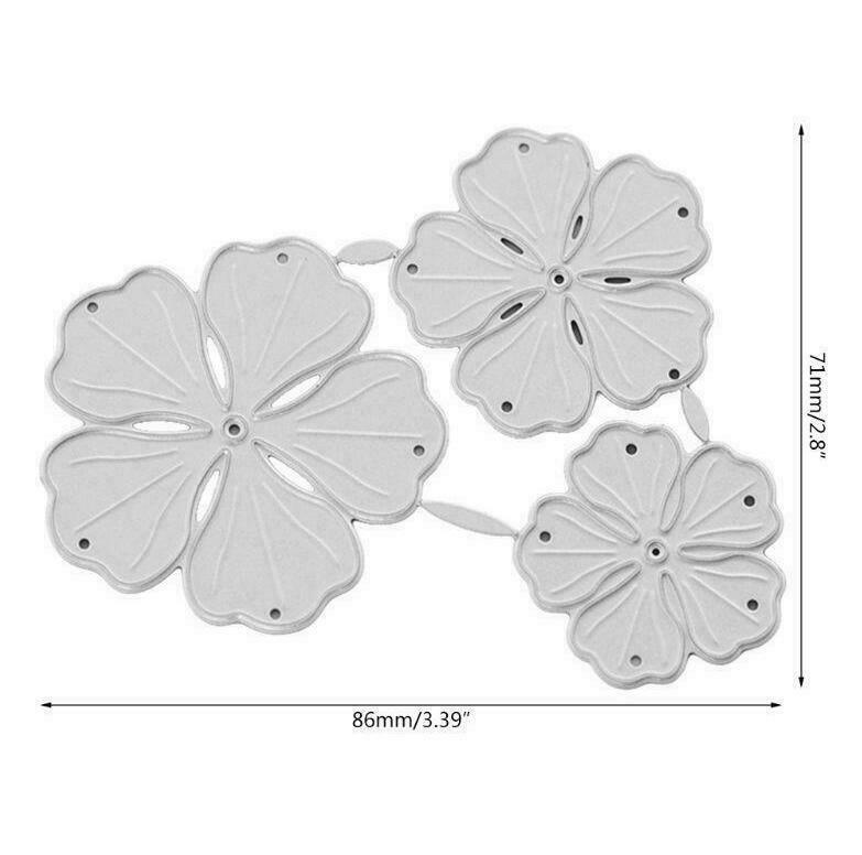 Three Flower Cutting Dies Stencil DIY Scrapbooking Album Stamp Paper Card Emboss