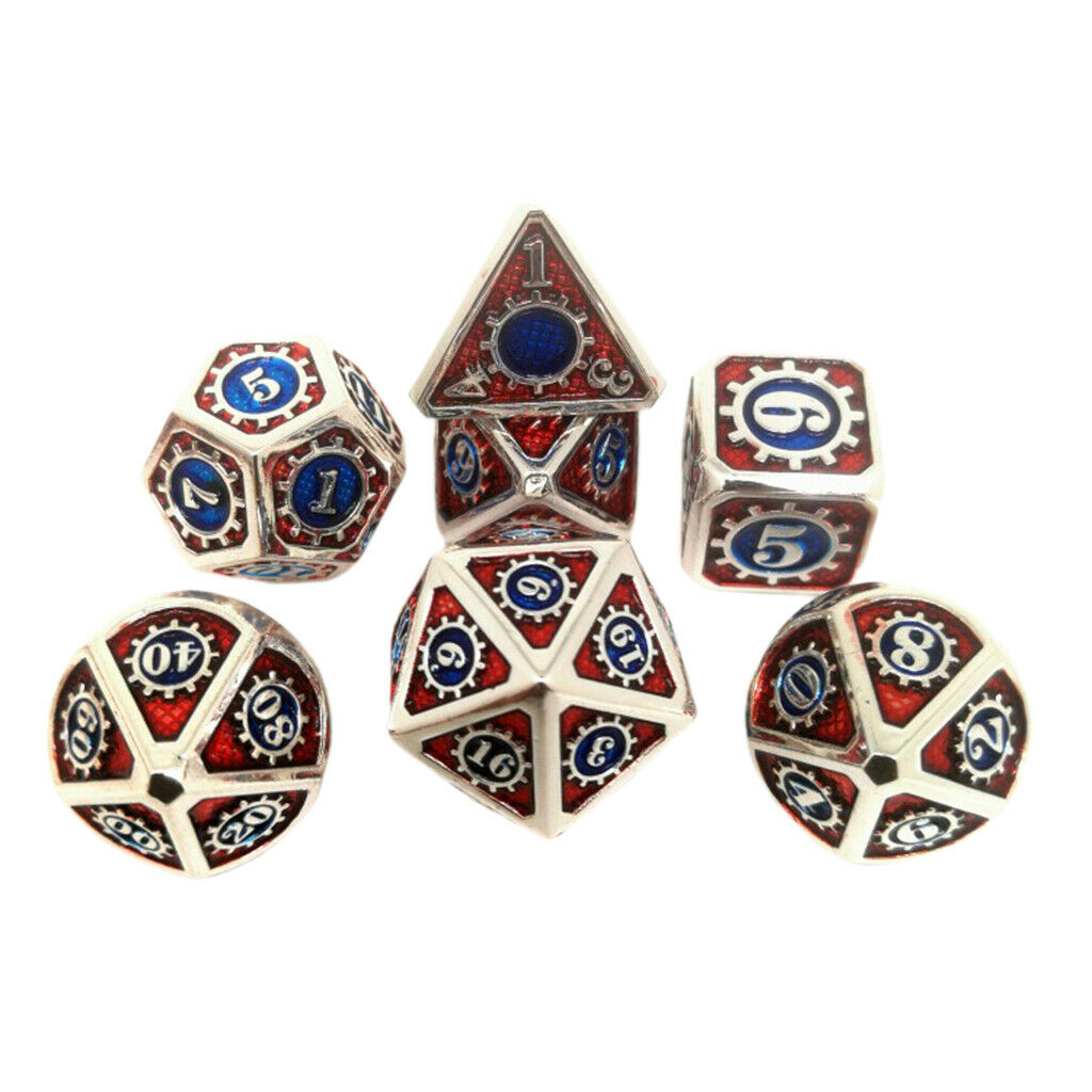7x Polyhedral Metal Dice for Dragon Scales DnD D&D RPG Board Games Dices 24