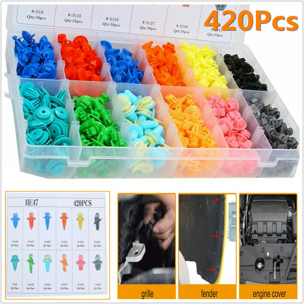 420Pcs Car Body Door Fender Bumper Trim Rivets Clip Retainer Fastener Assortment
