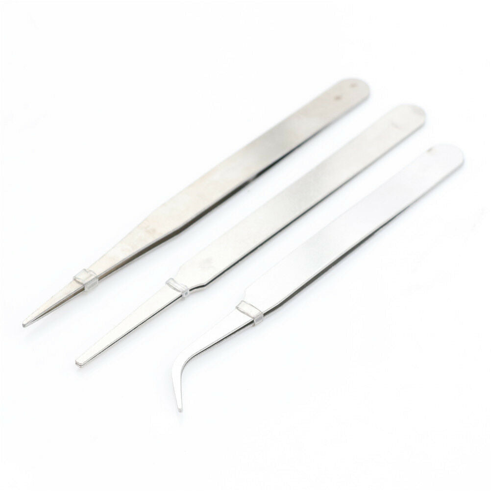 3pcs/set Stainless Steel Tweezer DIY Tool Repair Precision Assembly Electr.l8