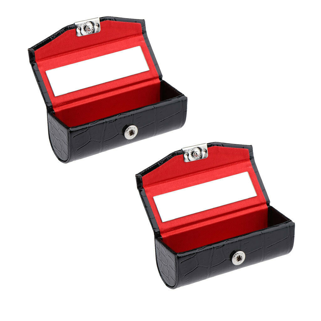 2 x PU Leather Small Lipstick Case Holder with Mirror Organizer Bag for Purse