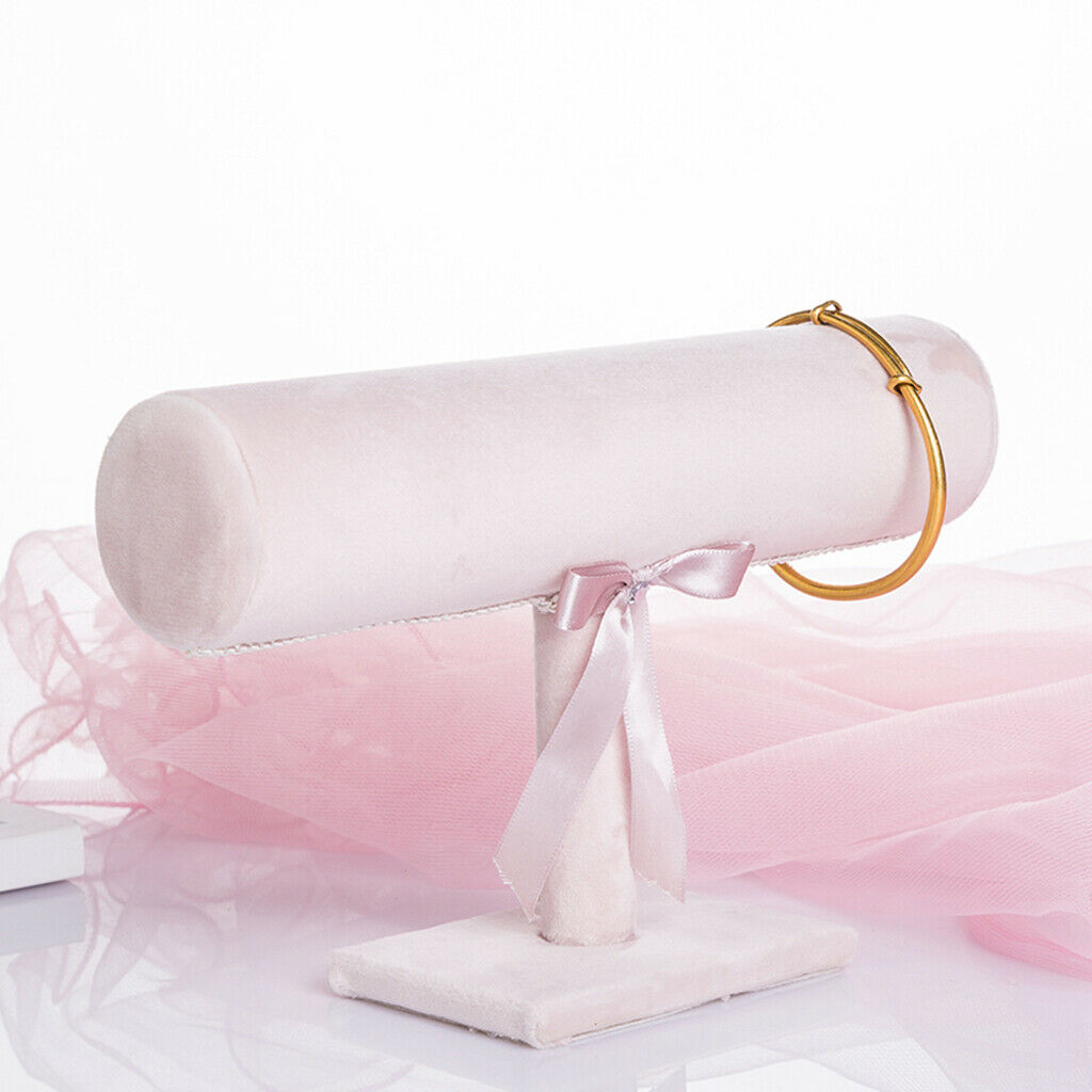 2X T-bar Jewelry Bracelet Bangle Watch Display Stand Holder Pink