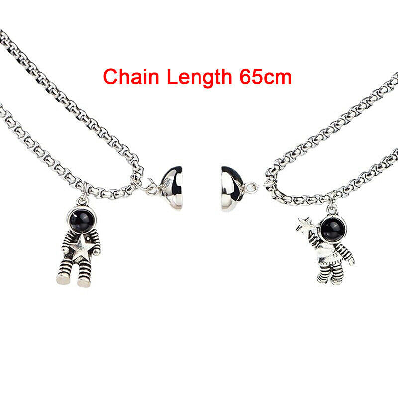 Cute Astronaut Magnet Attraction Pendant Couple Necklace Friendship Jewelry G DF
