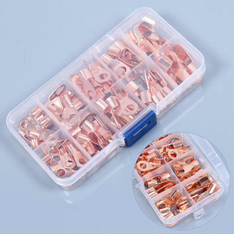 70pcs OT Open Cable Wire Terminal Connector Copper Lugs 10/20/30/40/50A