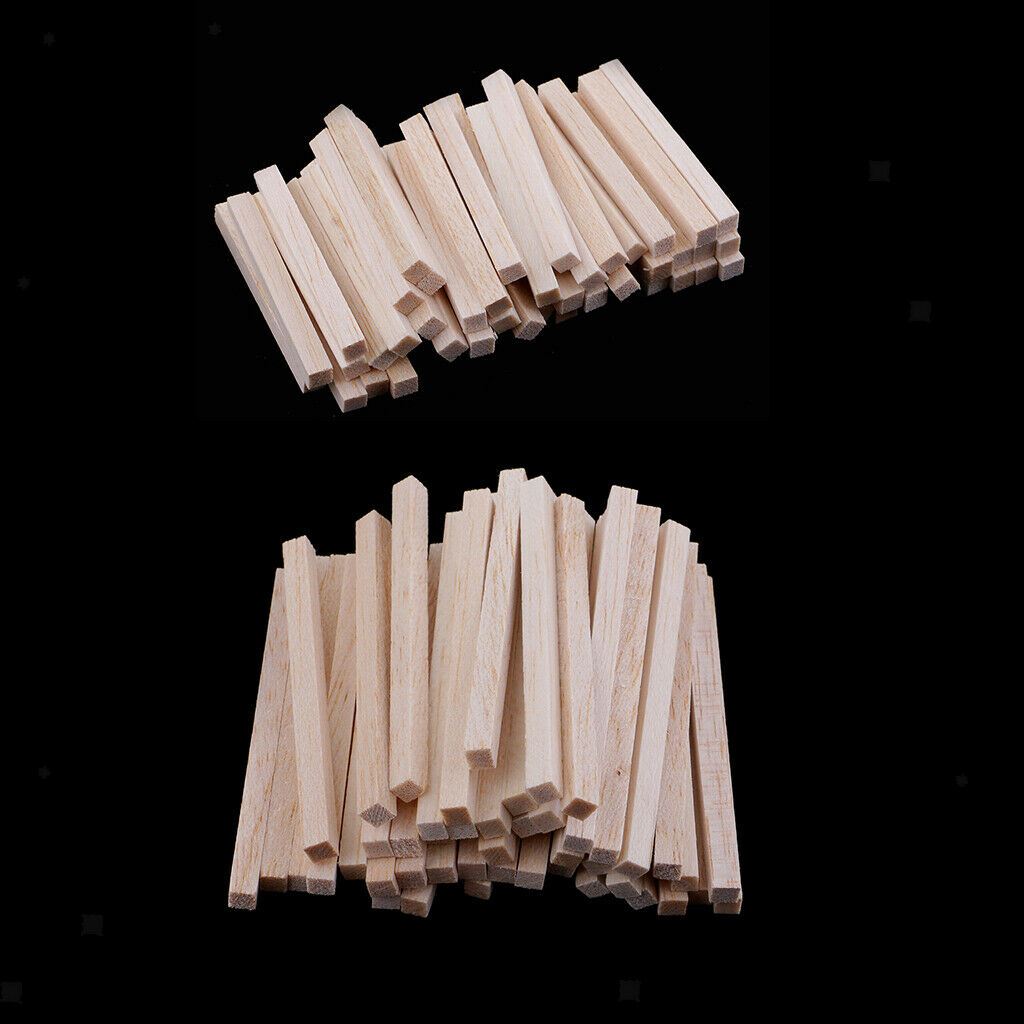 100 lot Unfinished Balsa Square Wooden Dowel Rod for Wood Modelling Hobbies