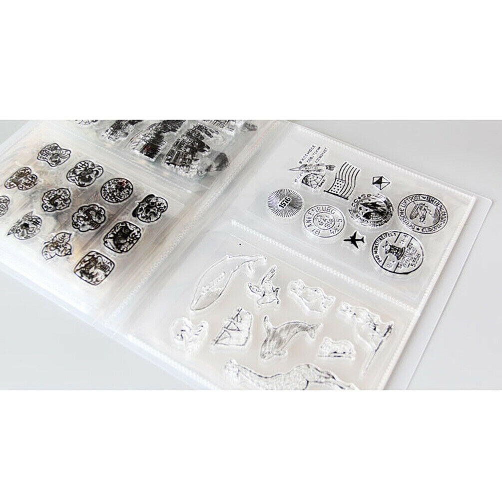 80 Pcs Clear Stamps & Die Storage Box Seal Album Pocket Holder Organizer Crafts