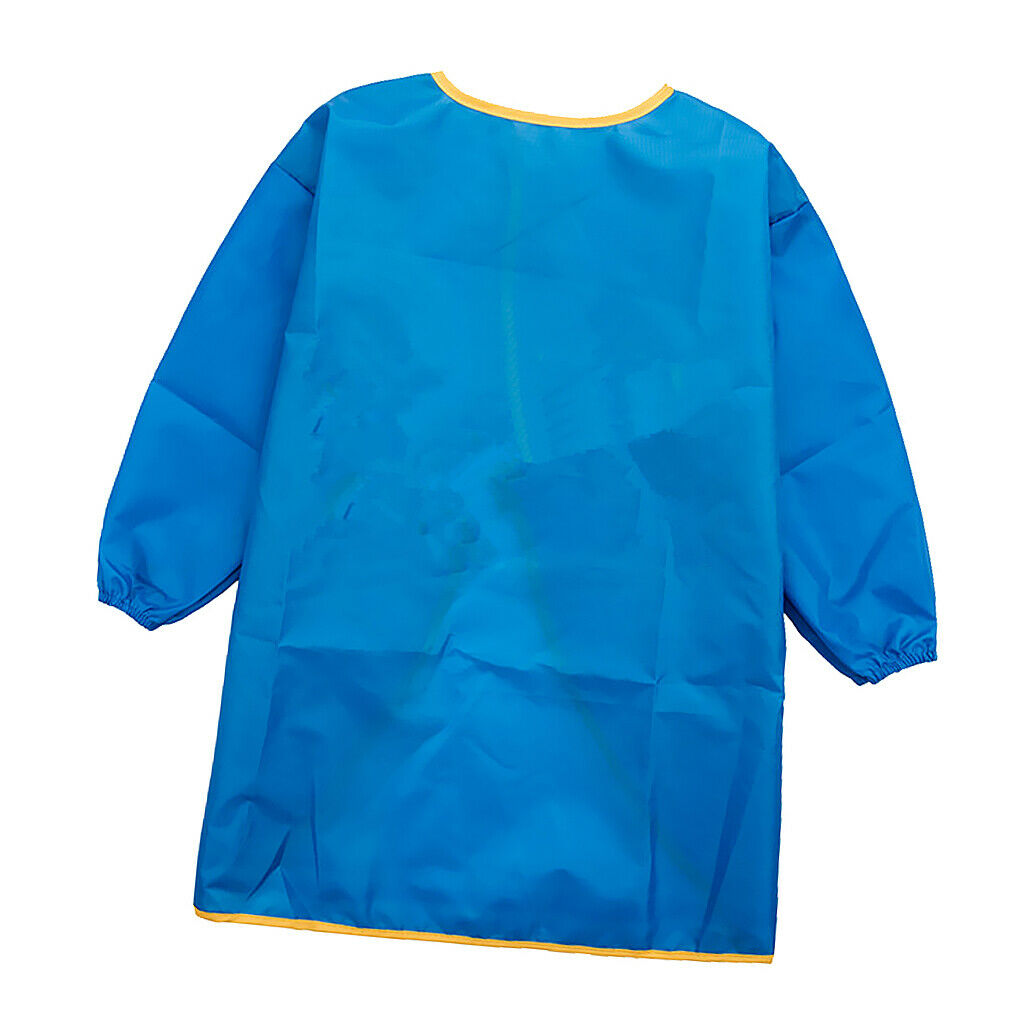 2Pieces Baby Waterproof Long Sleeve Children Kids Feeding Smock Aprons M Blue &