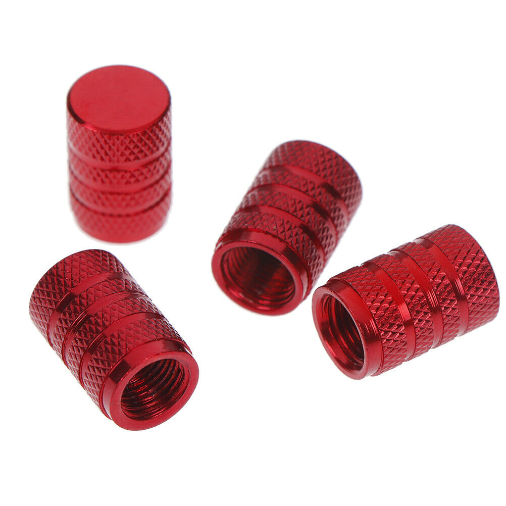 4Pcs Aluminium red car tyres valve stems air dust cover screw cap accesso.l8