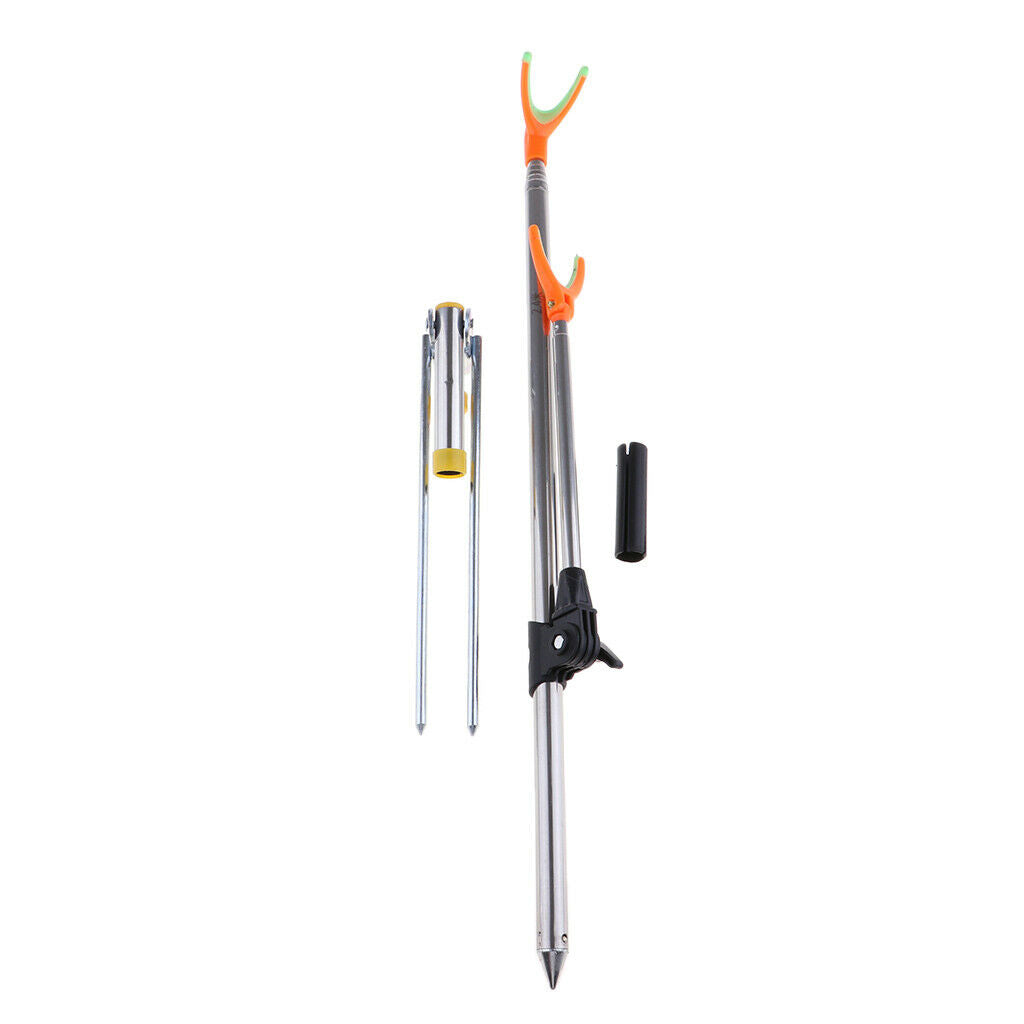 Stainless Steel Telescopic Fishing Rod Holder Rod Ground Support Stand 2.4m
