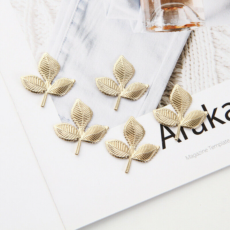 10 Pieces Retro DIY Golden Leaves Alloy Material Three Leaves Women Accessories