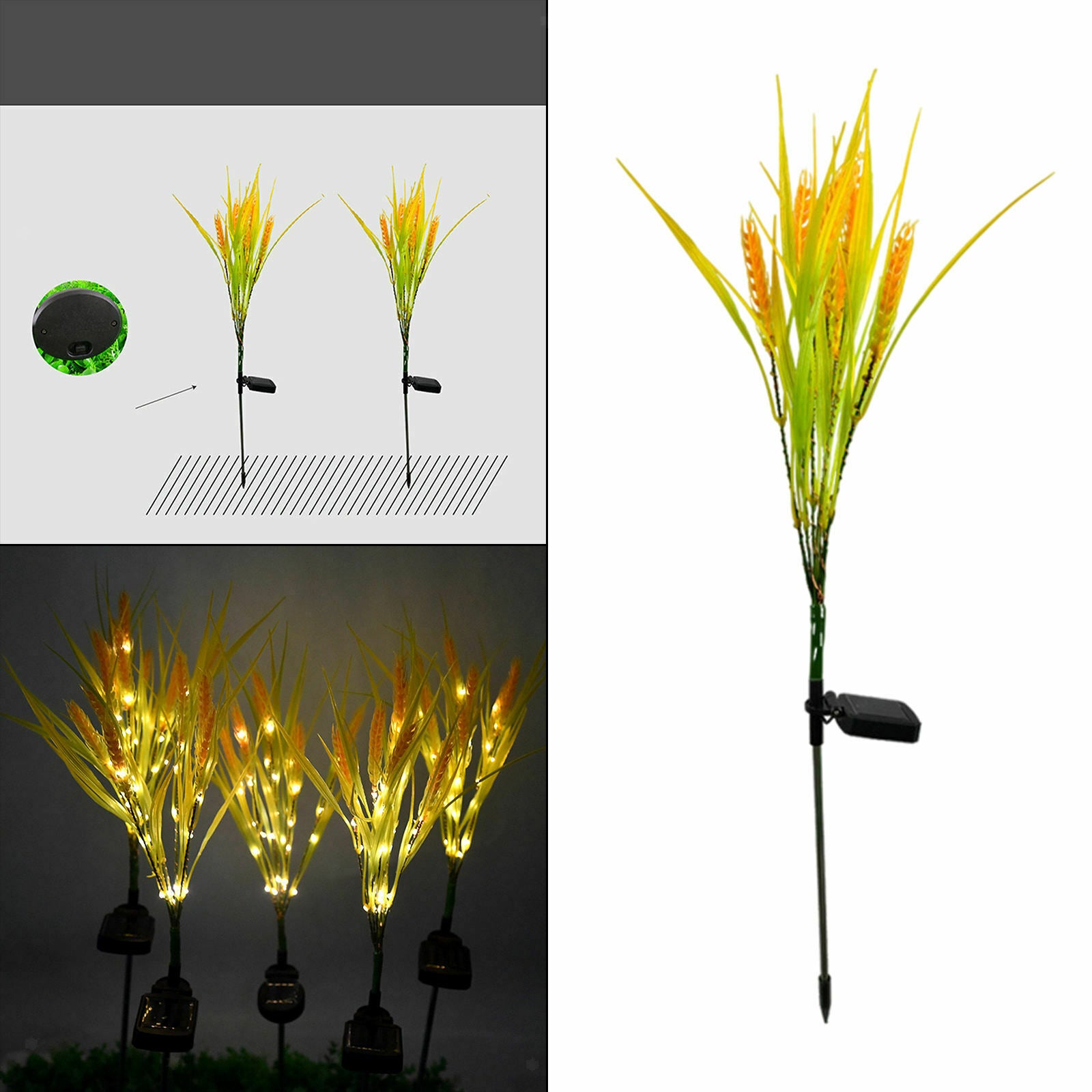 Solar Garden Stake Lights Street LED Solar Powered Landscape Festival Wheat