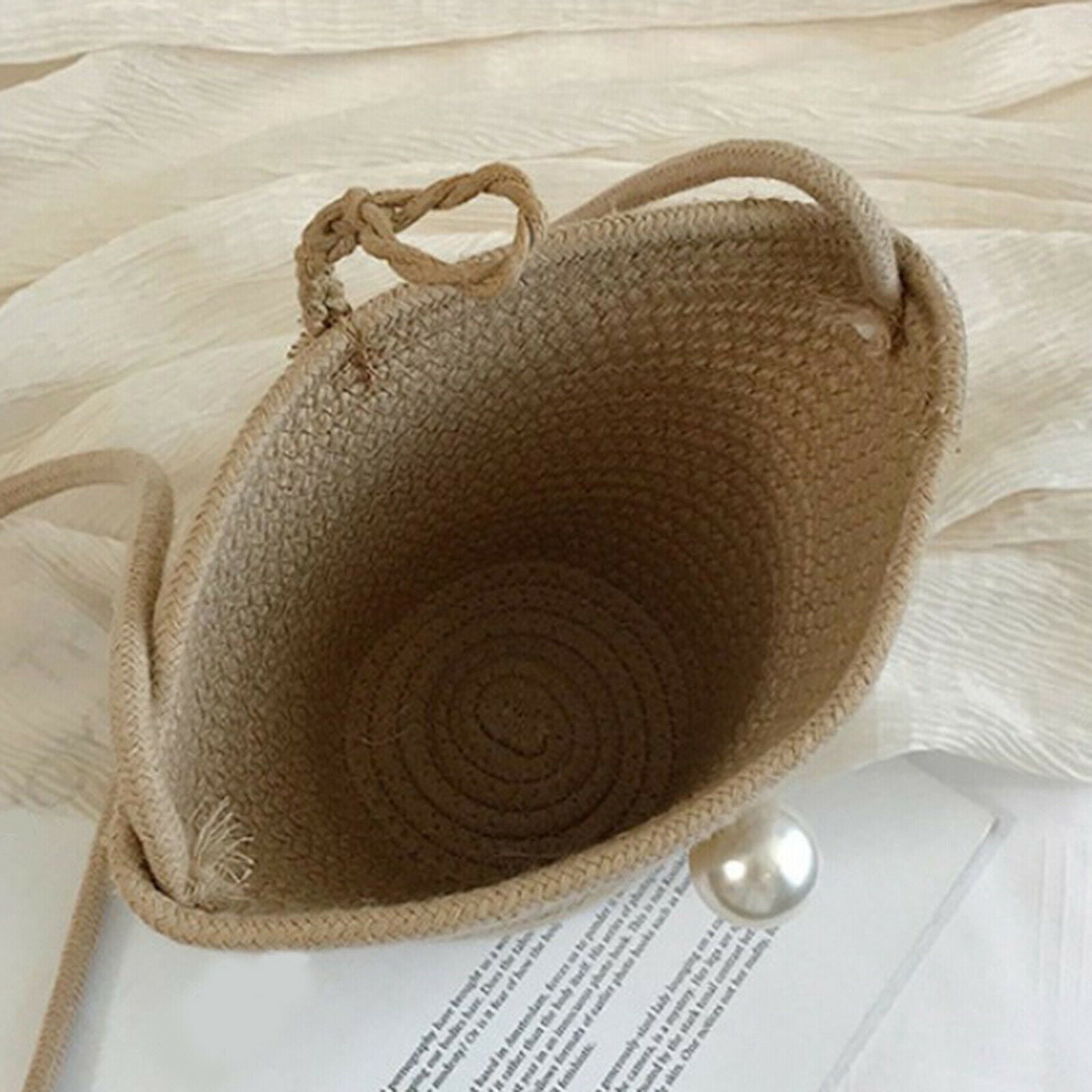 Women Straw Shoulder Bag Beach Rattan Handbag Vocation Handwoven Woven Tote