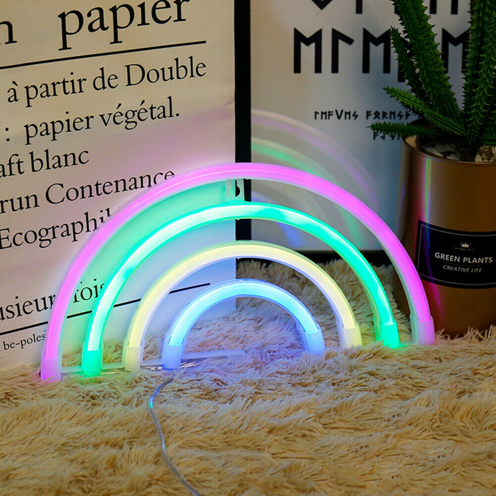 Creative Neon Sign Light Kids Room Night Lamp Mural Party Decor (Rainbow) @