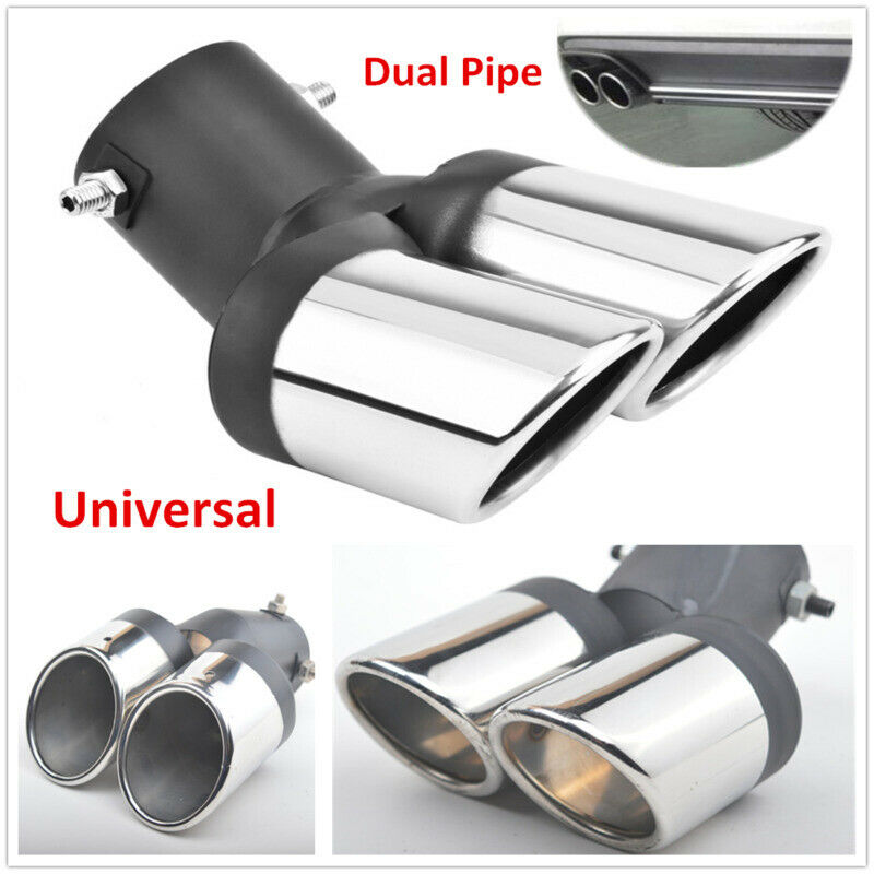 63mm Auto Car Modification Grilled Stainless Steel Dual Pipe Exhaust Pipe Covers