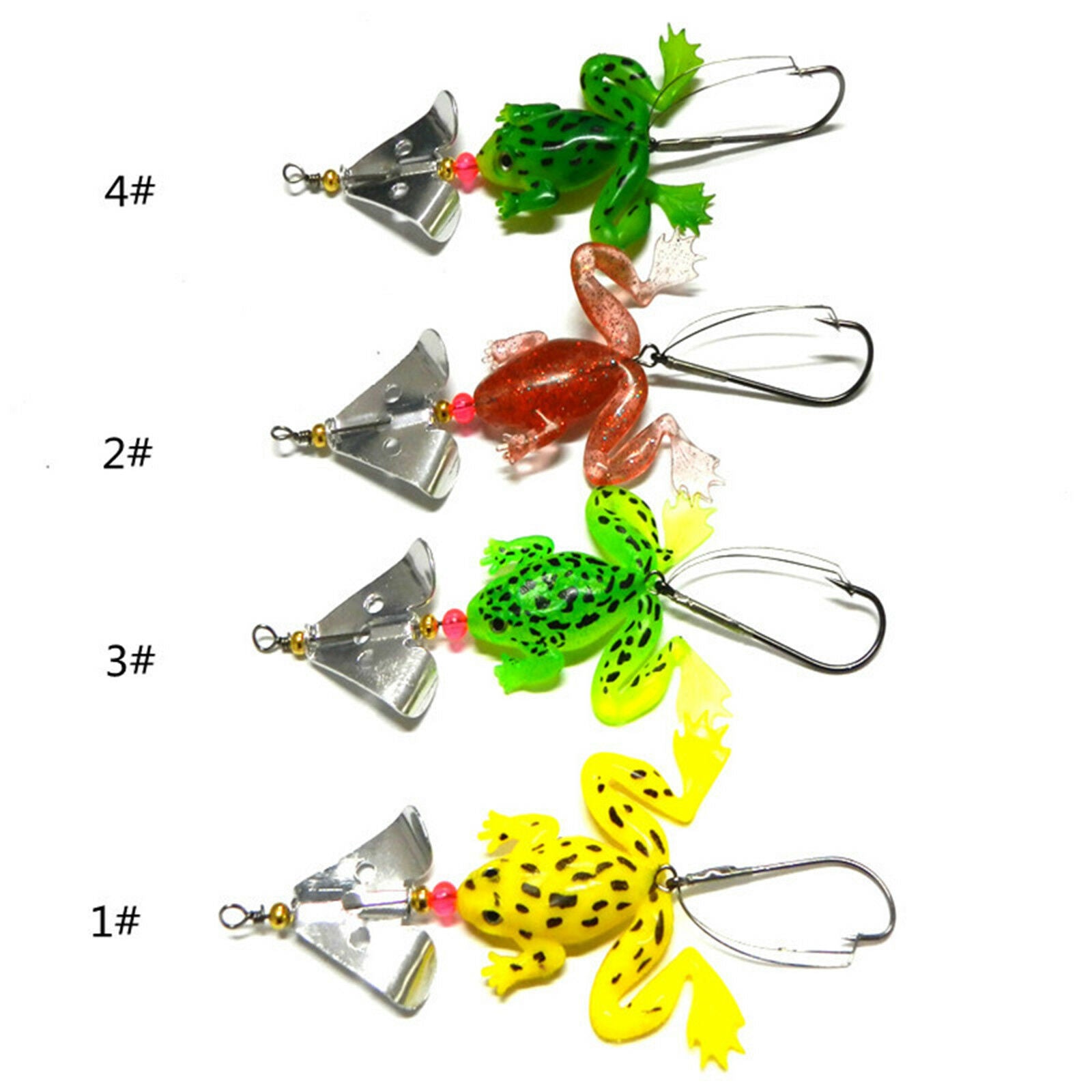 4Pcs/Lot Soft Rubber Frog Bass Bait Spinner lures CrankBait Tackle Fishing Lures