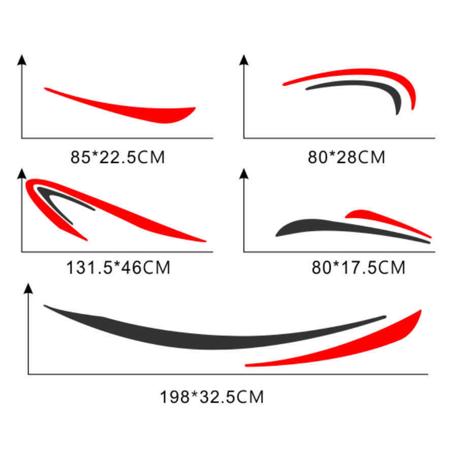1 Set of Car RV Camper Stripe Graphic Vinyl Stickers Red + Gray Waterproof