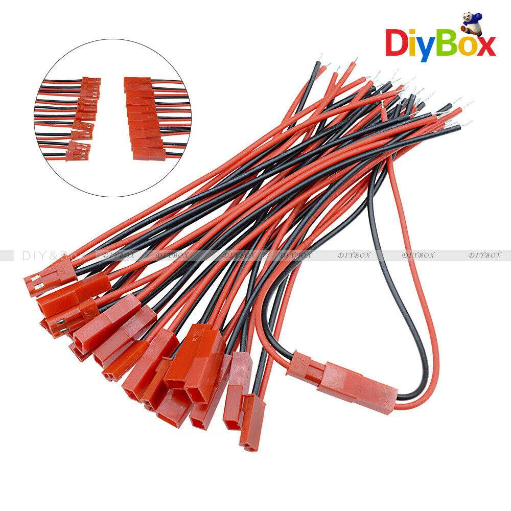 5Pairs 100mm JST Connector Plug Cable Line Male+Female for RC BEC Lipo Battery