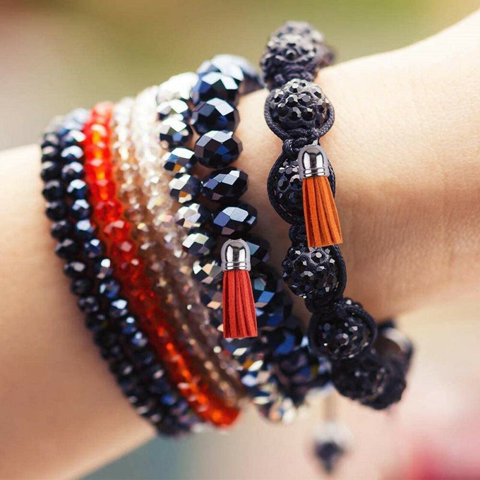 200Pcs Tassel Handbag Key Chain Key Ring Faux Leather Handbag Accessories Charm
