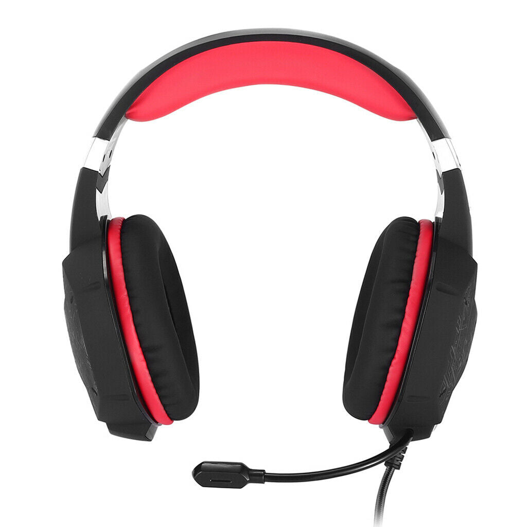 3.5mm PC Bass Stereo Headphones LED Light Gaming Headset Black and red