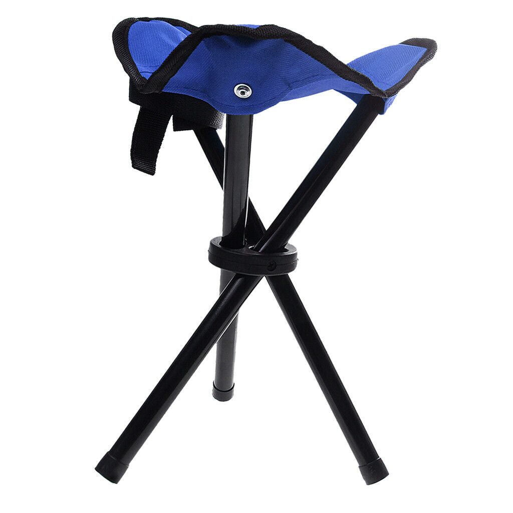 Portable Camping Fishing Travel Tripod Folding Stool Chair Blue