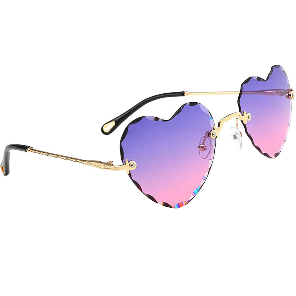 4x Women Gradient Rimless Heart Shape Ultralight Fashion UV400 Sun Glasses