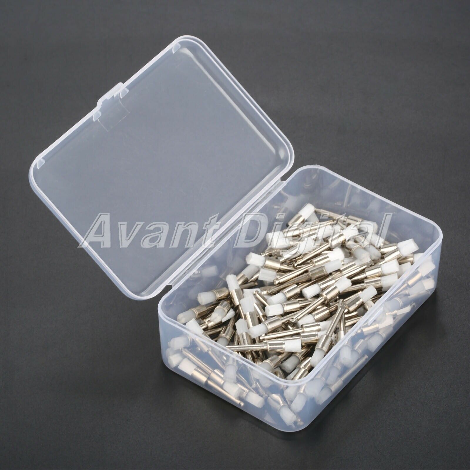 100pcs Lab Clinic Dental Prophy Brushes Polishing Flat Polisher White 2.6cm +Box