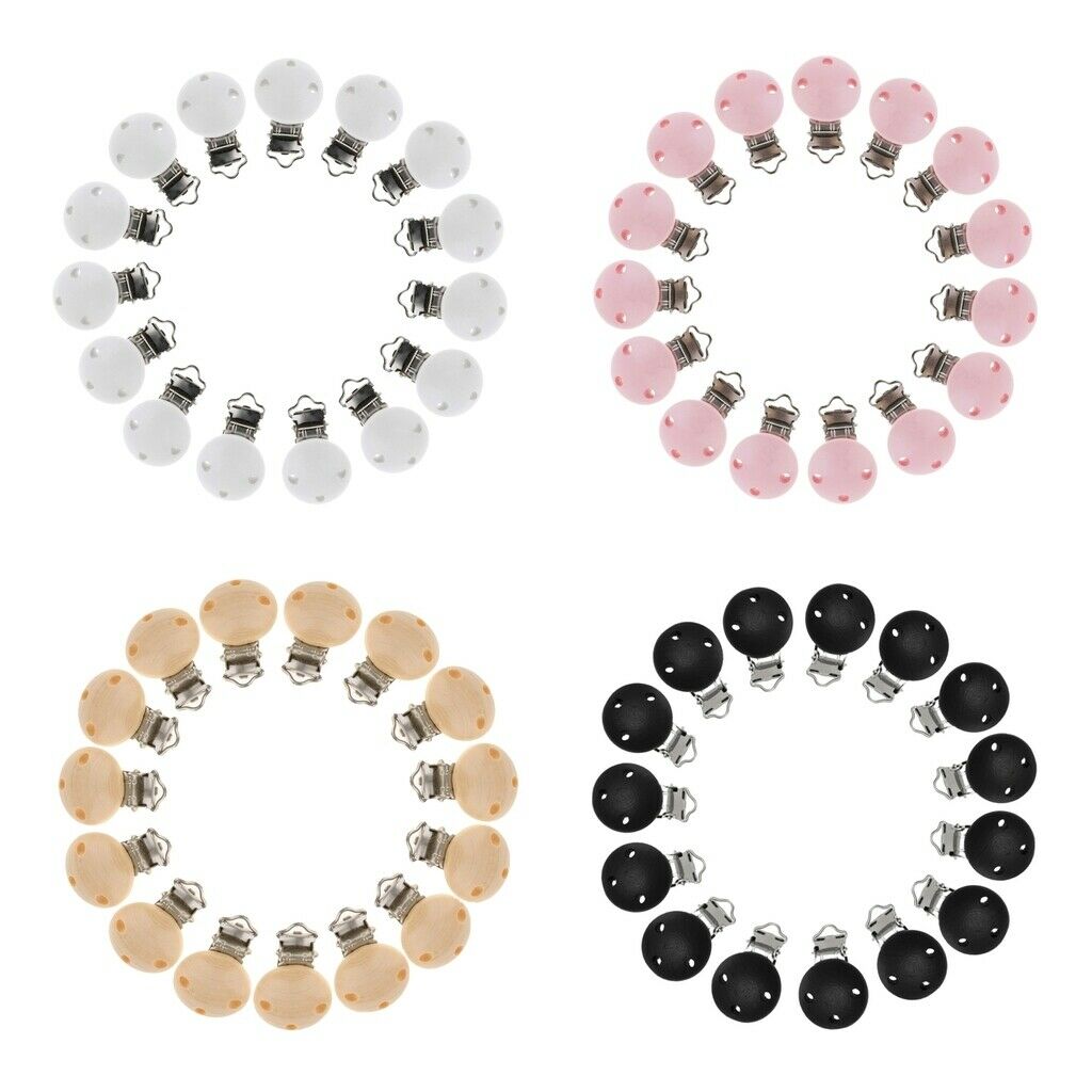 60pc Baby Infant Wooden Pacifier Clips Pacifier Chewable Round Dummy Nipples