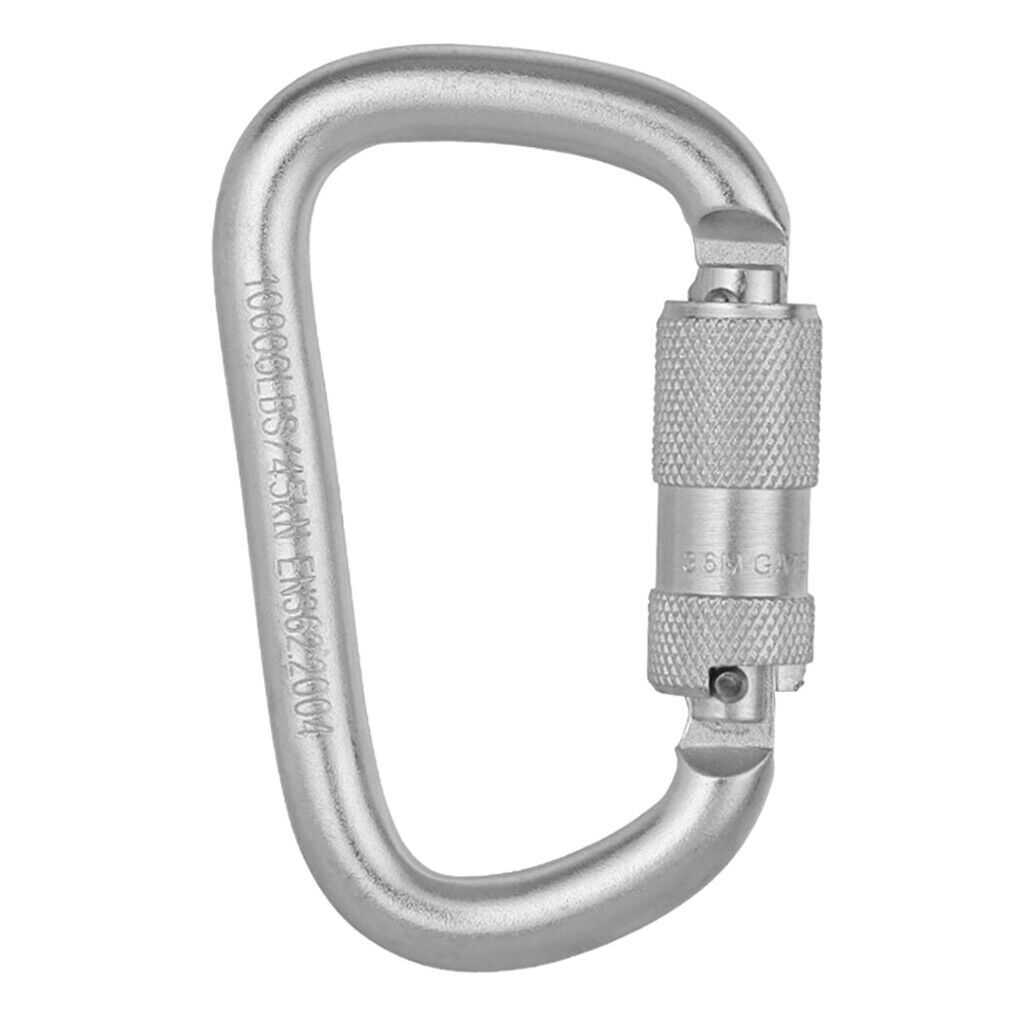 2 Pieces D Shaped Carabiner Clips for Climbing Rappelling Locking Dogs