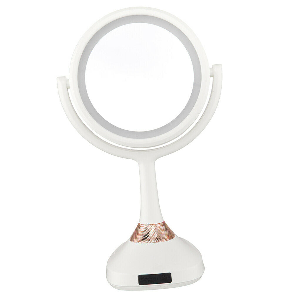 Bluetooth Music LED Dual Sided Vanity Tabletop Makeup Mirror & 5x Magnifying