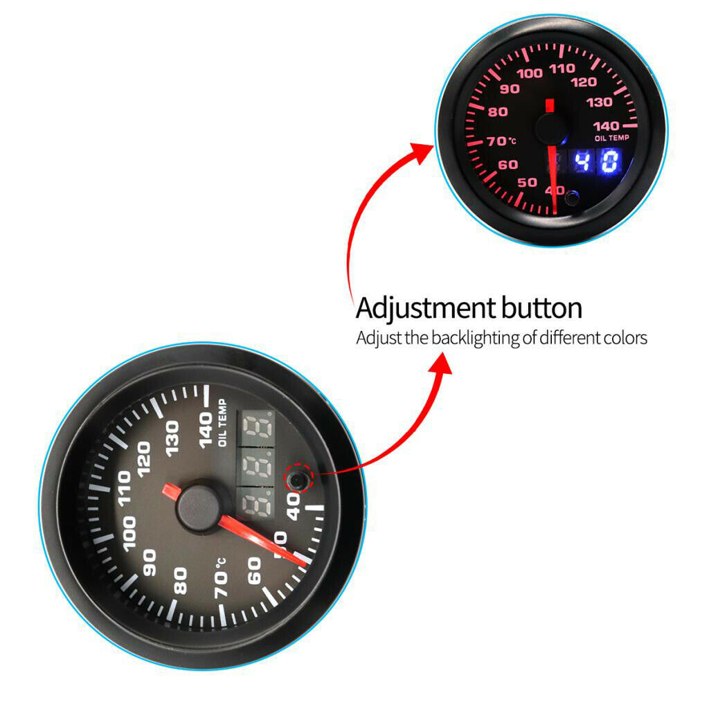 Digital Table Oil Temperature Display LED Backlit Auto Meter With