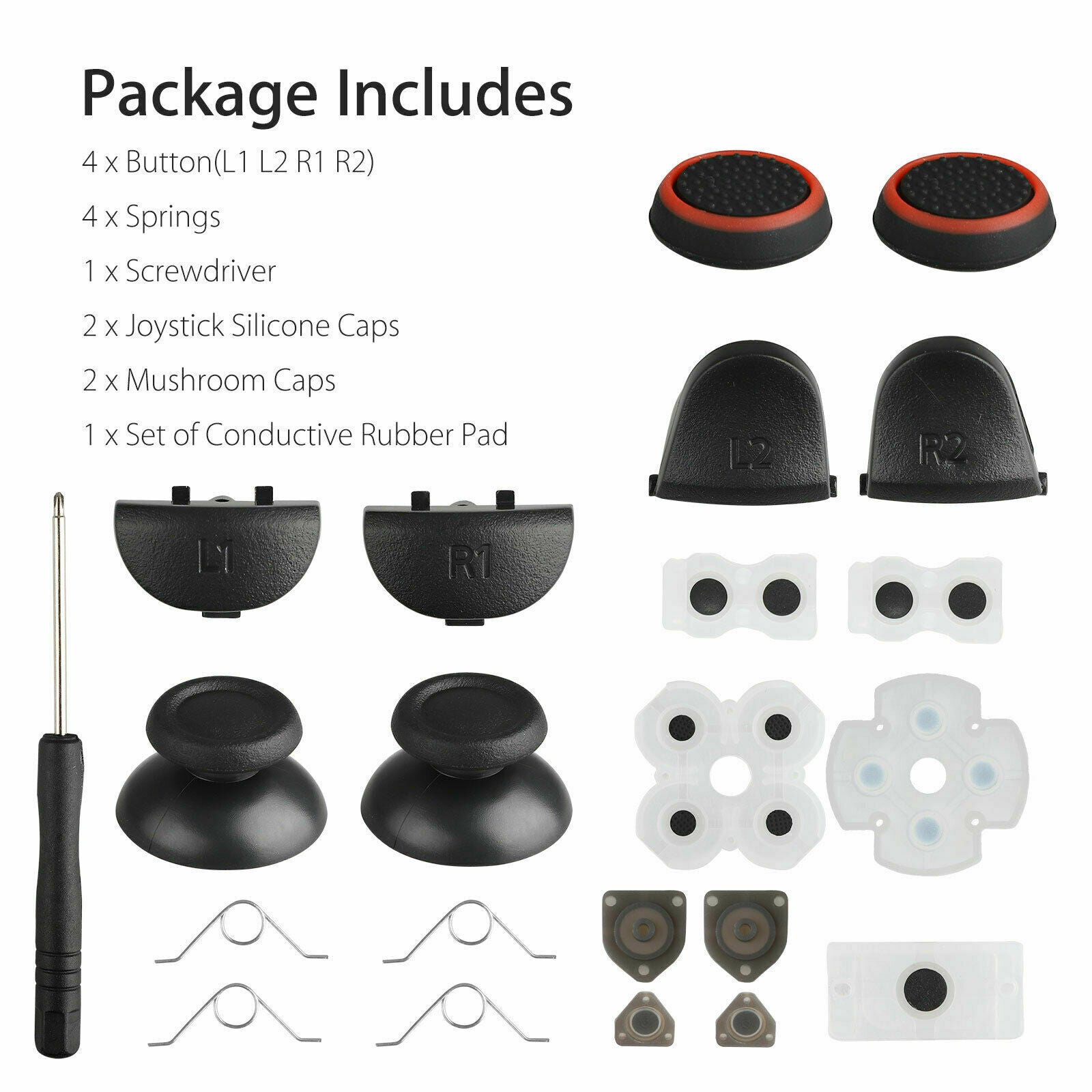 L1 R1 L2 R2 Trigger Button Conductive Rubber Repair Tool Kit For PS4 Controller