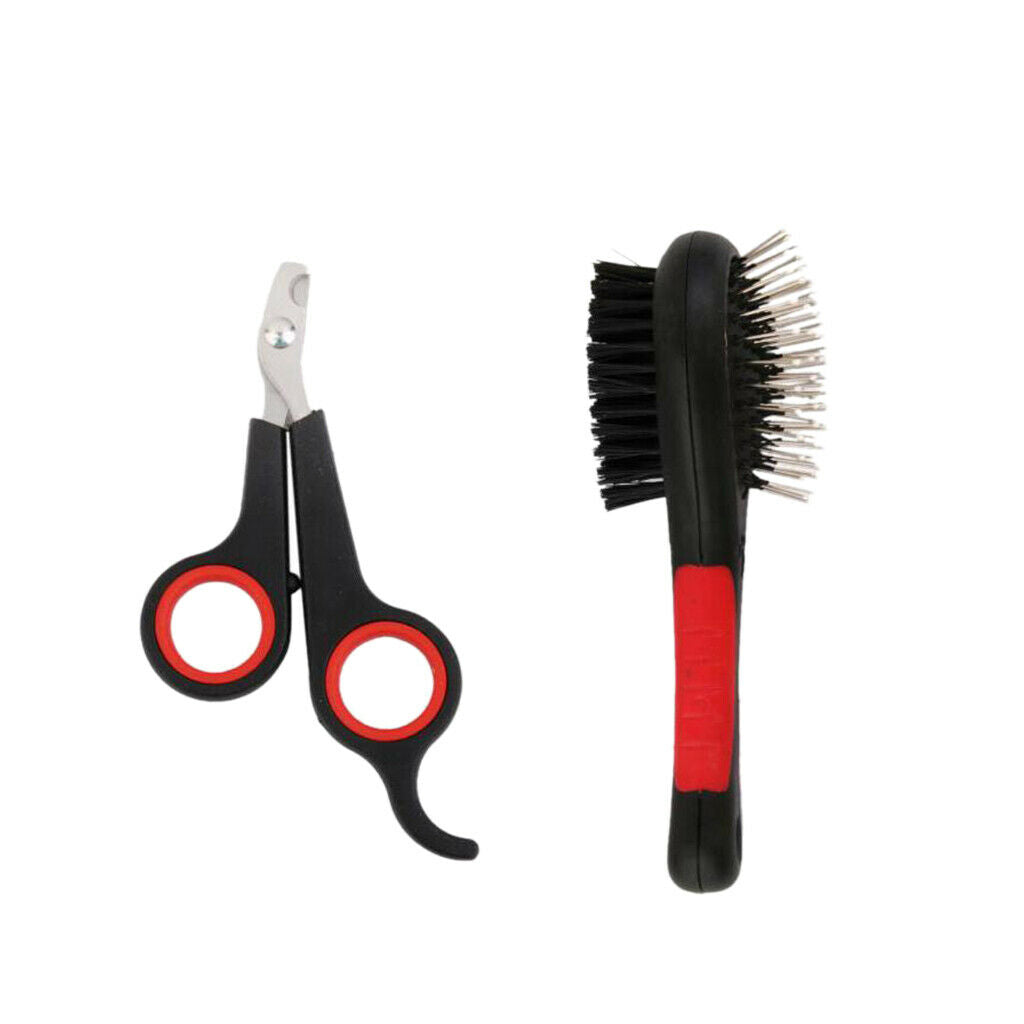 Pet Nail Clippers Trimmer Scissors And Double Hair Comb Brush