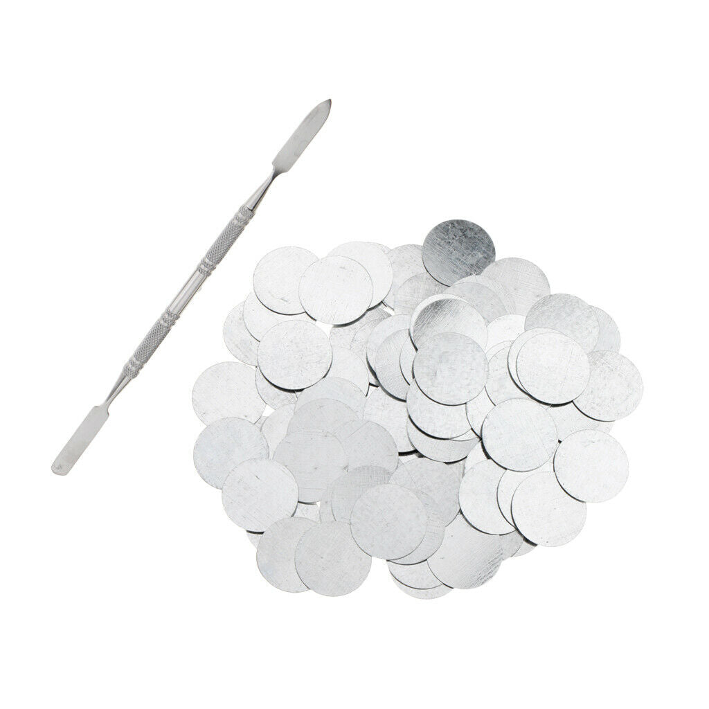 100 Pack Round Metal Stickers for Non-Magnetic Makeup Eyeshadow Lip Gloss Pans