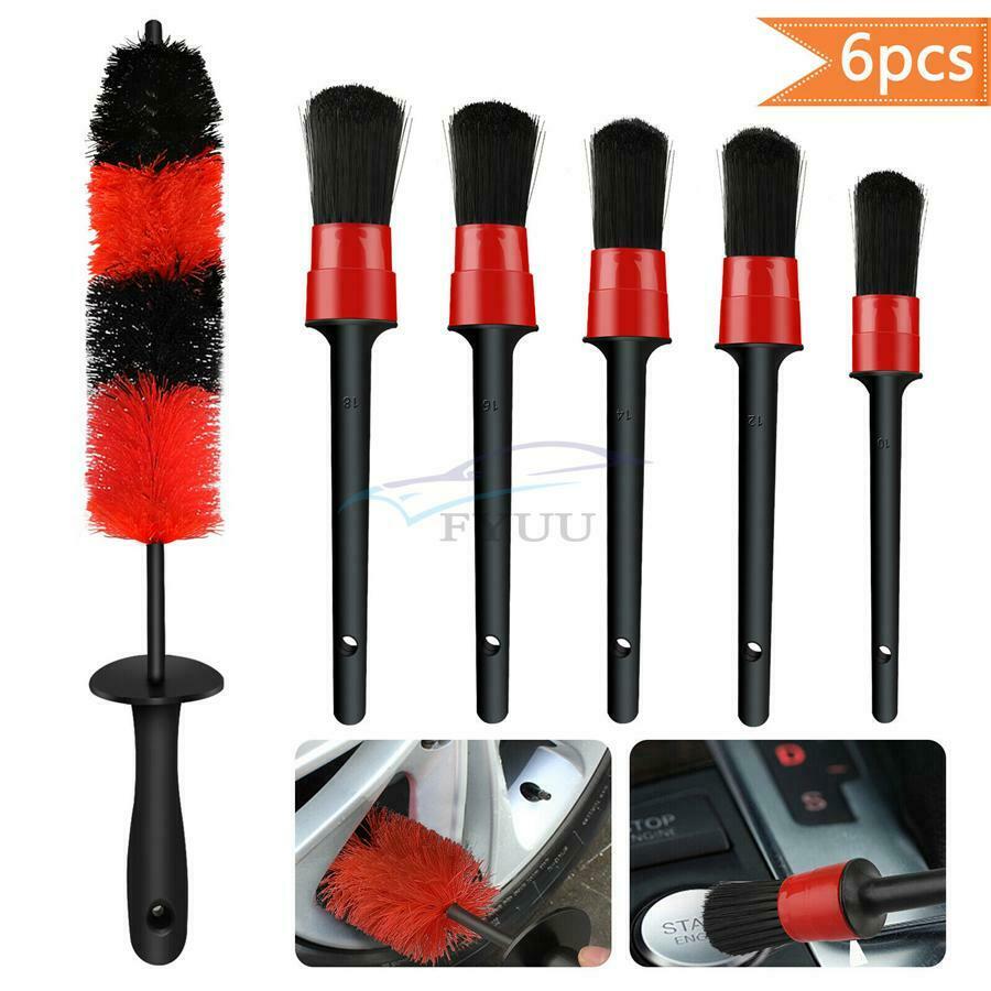 6x Car Motorcycle Wheel Rim Tire Detailing Brush Auto Care Exhaust Tip Brush Kit