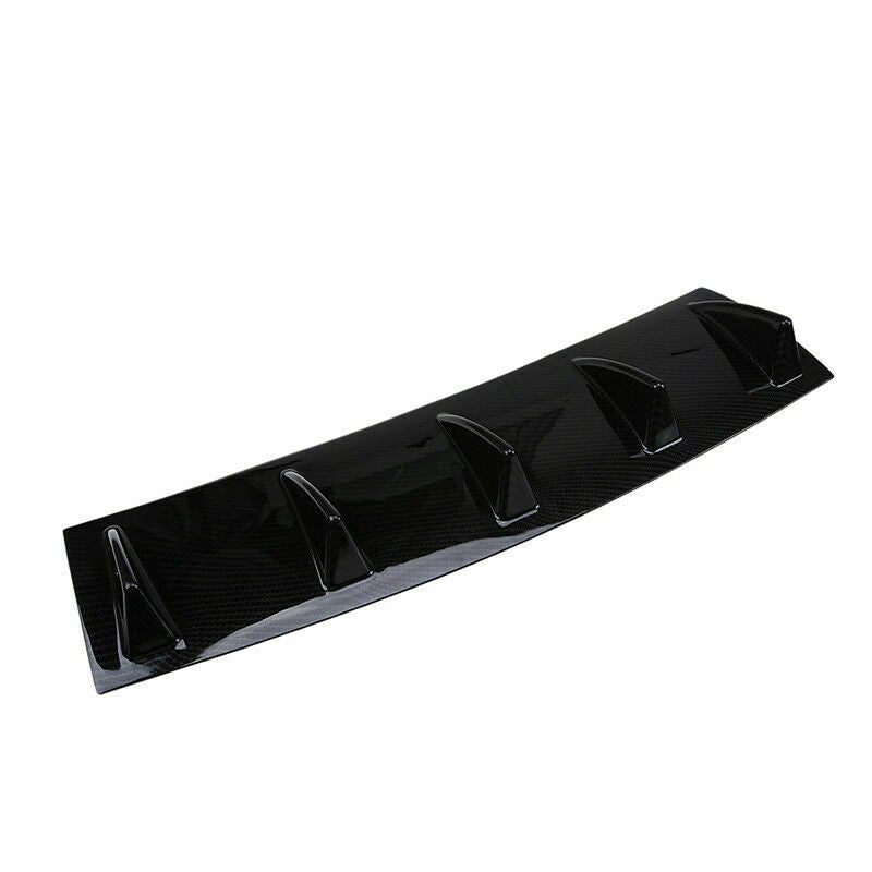 Universal Carbon Black Rear Bumper Lip Diffuser Shark Fin Car Back Splitter 5