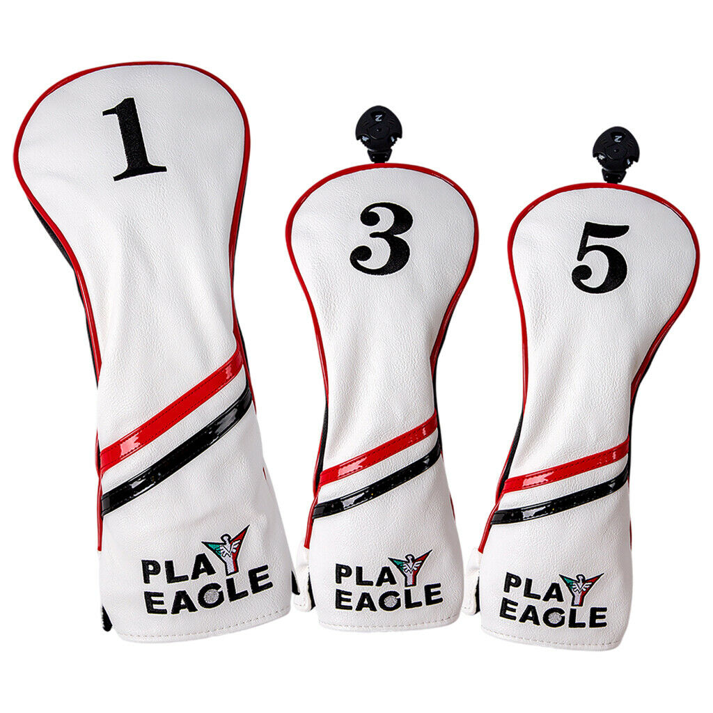 3Pc Embroidery Golf Hybrid Club Wood Head Cover Driver Headcover Protection