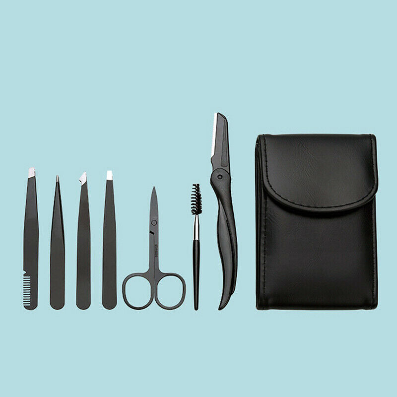 7 Piece Professional Stainless Steel Eyebrow Tweezers Set Hair Slant Tool  JD