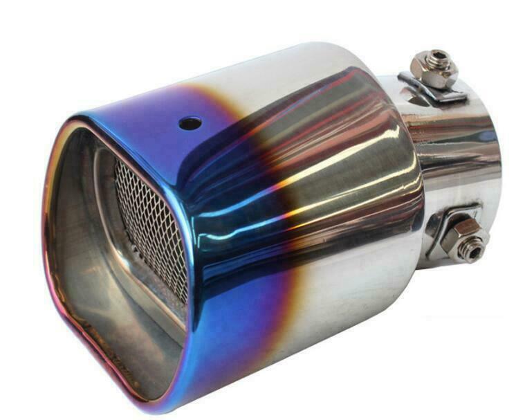 Blue Grilled Square Tube Auto Car SUV Exhaust Pipe Tip Tail Muffler Exhaust Pipe