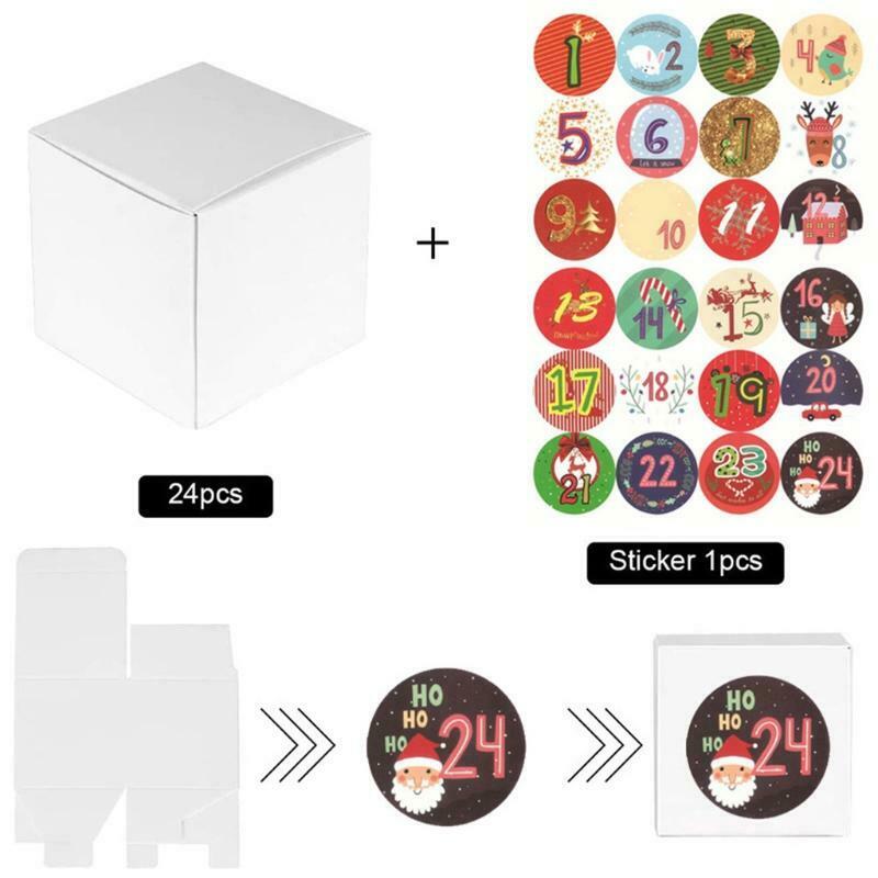 Christmas Advent Calendar Paper Candy Box 24 Days Christmas Element Candy Bags
