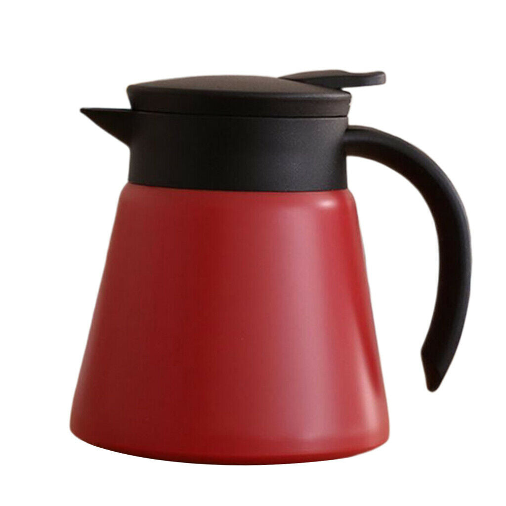 650ml Stainless Steel Vacuum Insulation Pot Tea Jug Hot Drinks -Red