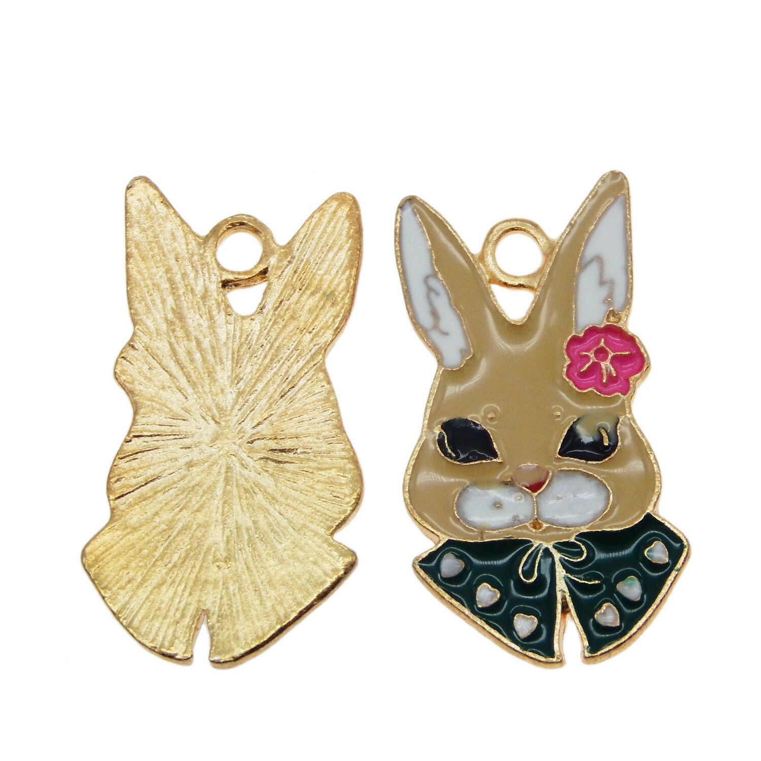 6 pcs Metal Alloy Rabbit Charm Enamel Bunny Pendant Dangle Jewelry DIY 33*17mm