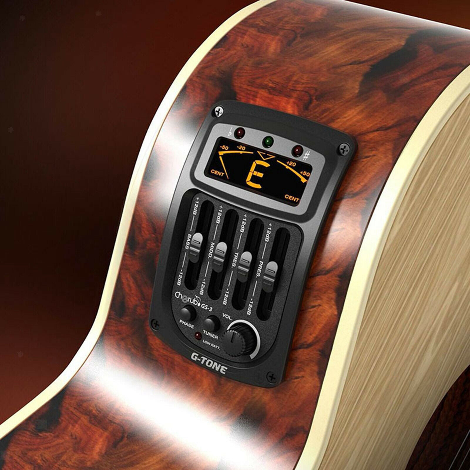 Acoustic Guitar 4-band Preamp Pickup EQ Equalizer Tuner with LCD Display