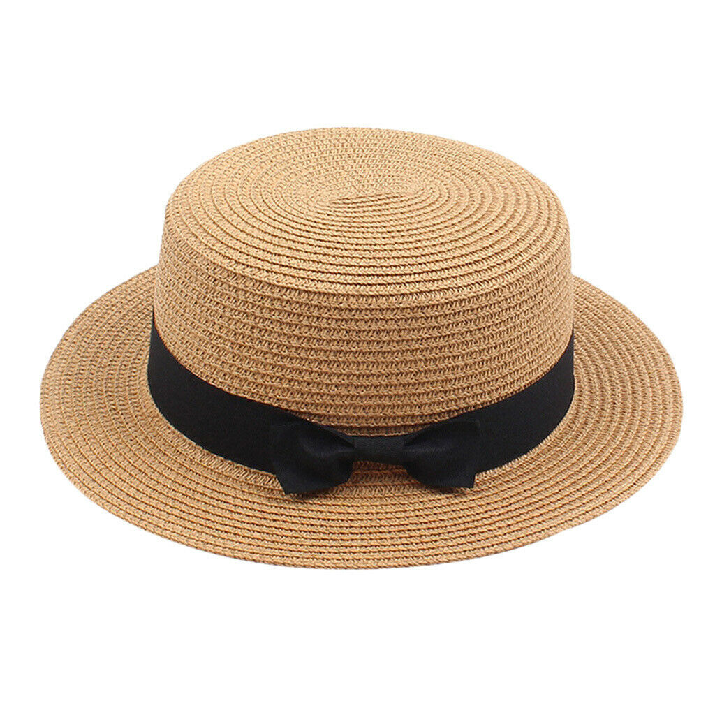 Church Bow Fedora Hat Wide Brim Sun Hat Sun Protection Outdoor Light Brown