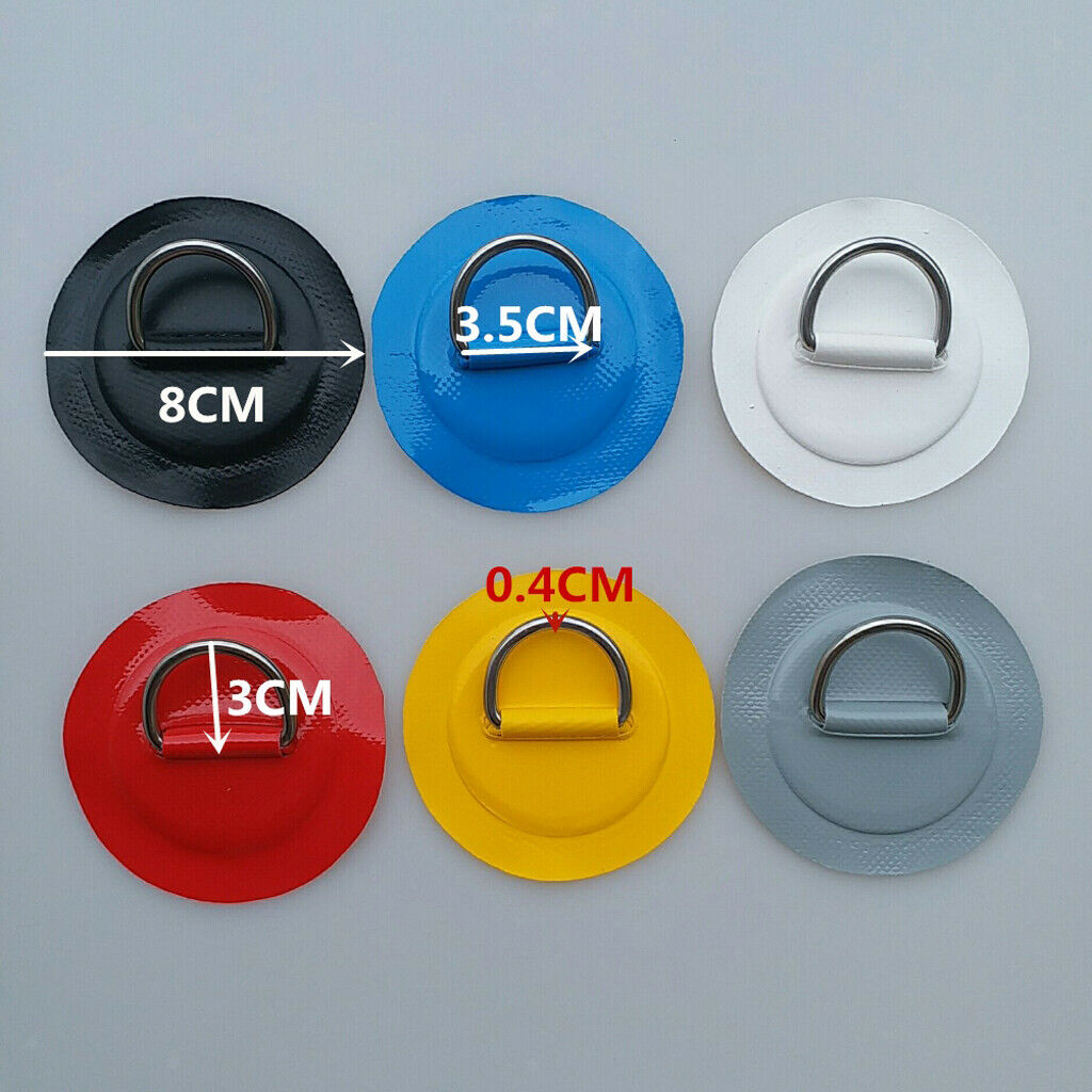 6 Pack Stainless Steel D-ring Patch Yellow Pad + 5m Black Shock Cord for Kayak