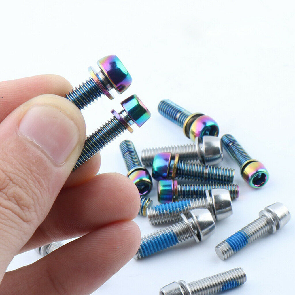 6 Pieces Bicycle Stem Bolts Ultralight Road Mountain Bike Screw 25x5.88mm