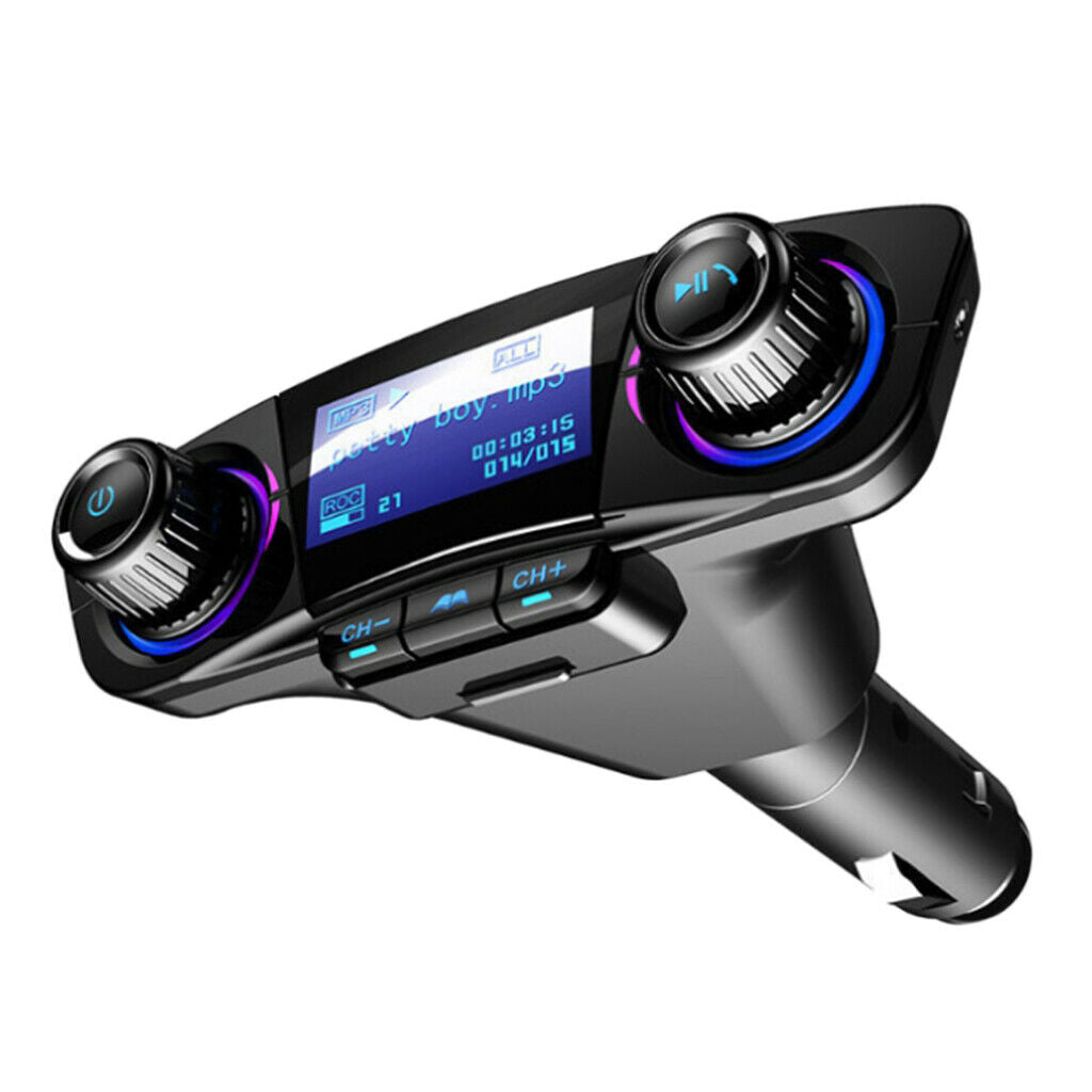 Black Car Bluetooth FM Transmitter Adapter Dual USB Charger Audio Speaker