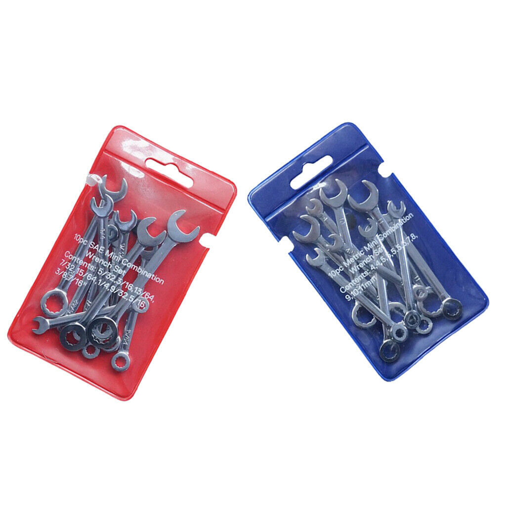 10 Pieces Steel Combination Spanner Wrench Set Flexible Head Metric 4-11MM