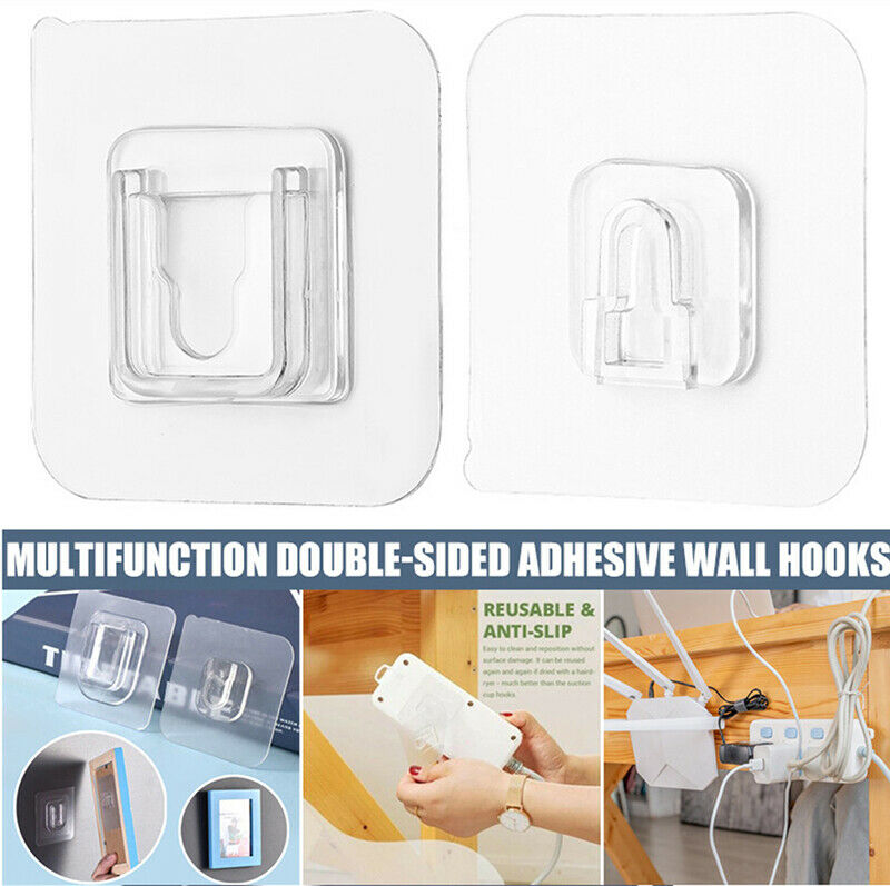 10PAIRS Double-Sided Adhesive Wall Hooks Hanger Transparent Hooks Suction Cup TL