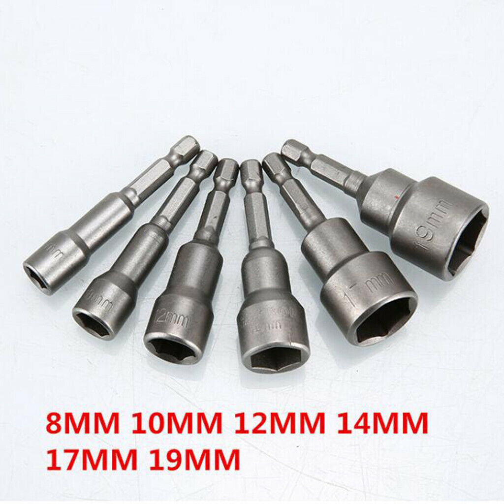 Drill Bits Hex Socket Sets Electric Nut Driver Household Tools 8-19mm 6pcs