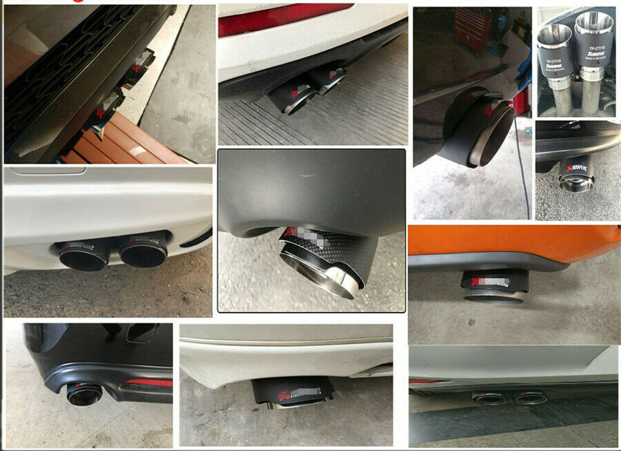 3 inch Glossy Black Exhaust Muffler Tip Pipe Carbon Fiber Style Cover Case Shell